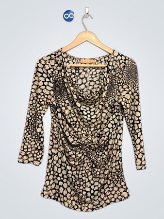 Ellen Tracy Damen Top mit bedrucktem Wasserfallausschnitt