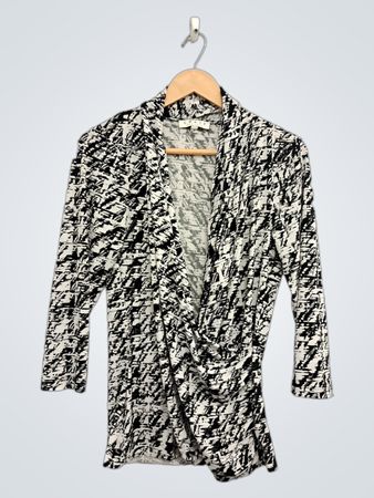 CHAUS NEW YORK Schwarz-weiß gemusterte Strickjacke