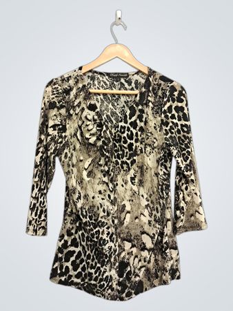 Simply Frou Frou Leopard Print 3/4 Sleeve Top