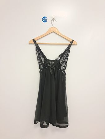 Schwarze Spitzen-Babydoll
