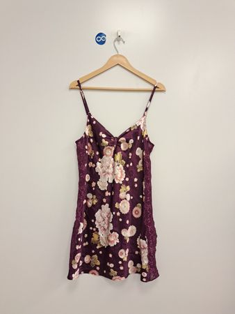 Morgan Taylor Floral Print Lace Trim Nightgown