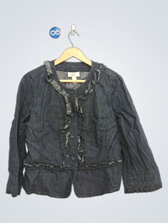 LOFT Denim Ruffle Jacket