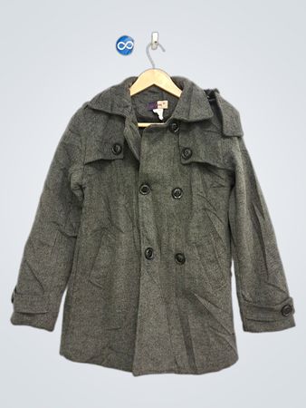 ION JEANS Grau doppelreihiger Kapuzenmantel aus Wollmischung