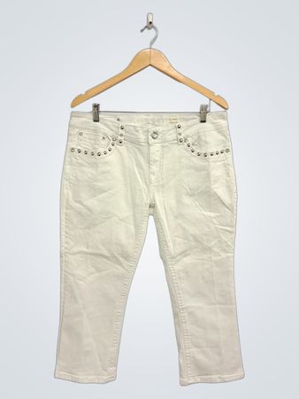 L.A.M.A. White bestickte kurze Jeans