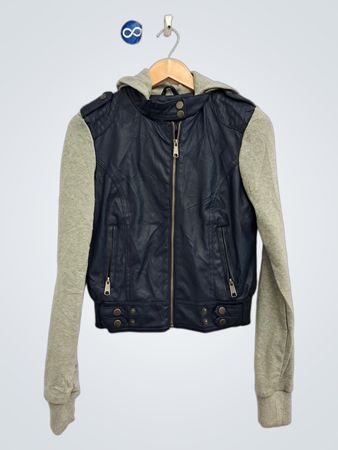 New Look Faux Leather Hooded Jacket