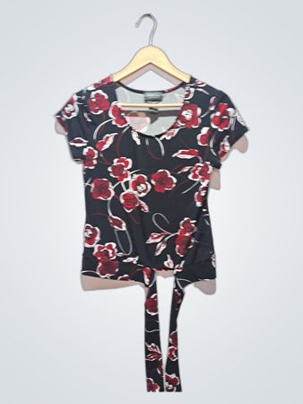 Van Heusen Kurzarm-Oberteil mit Blumenmuster und Taillenschnürung