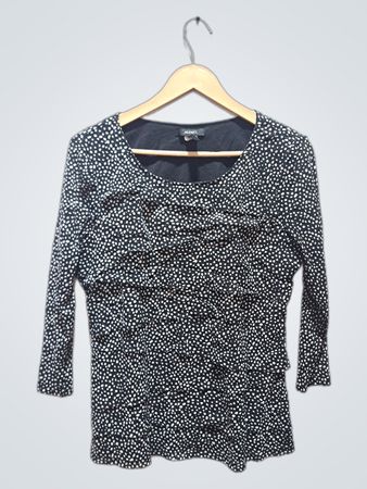 Alfani Black & White Polka Dot Rüschentaschebluse