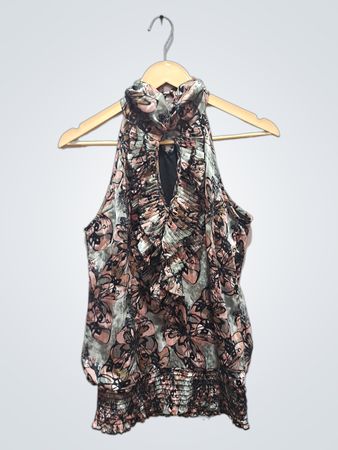 Grass Collection Ärmelloses Top mit Rüschen und Schmetterlingsdruck