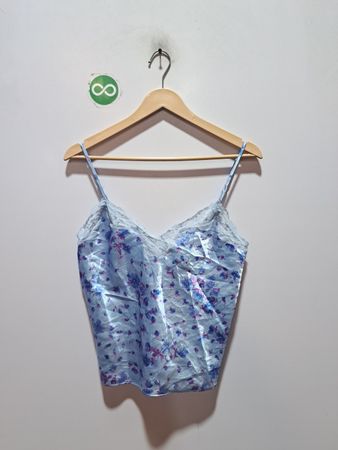 Warners Sleepwear Blue Floral Lace Cami
