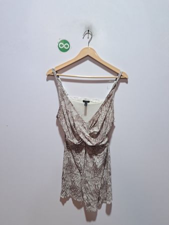 Damen braunes bedrucktes Camisole mit Spitzenbesatz
