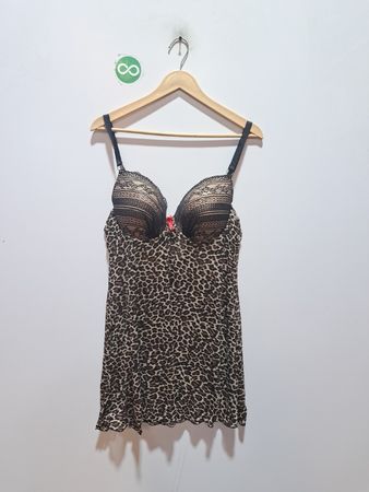 Leopardmuster-Babydoll-Chemise