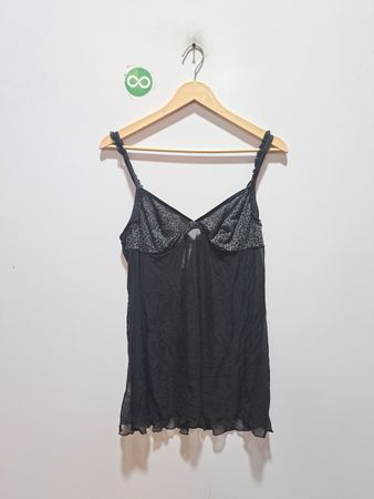 Gilligan & O'Malley Intimates Schwarzes Leopardenmuster Mesh-Babydoll-Unterwäsche