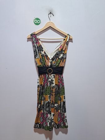 CATO ärmelloses V-Ausschnitt Kleid mit Gürtel