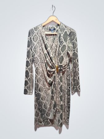 Chaps Schlangenprint Kleid mit langen Ärmeln
