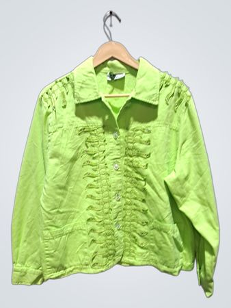 Saint Germain Lime Green Hemdbluse mit Knopfleiste