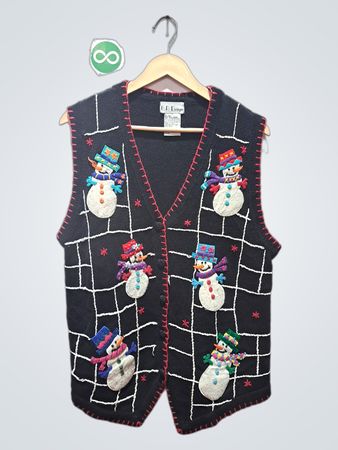 B.P. Design Schwarzer Schneemann V-Ausschnitt Ärmellose Strickweste