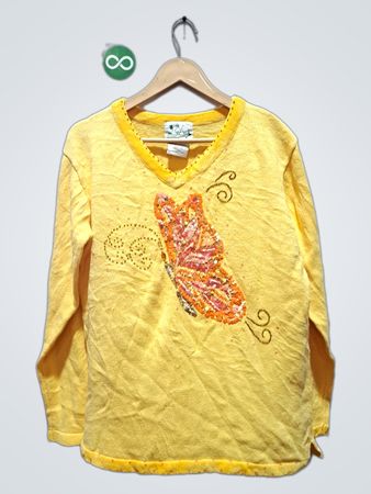 Gelber Schmetterling Paillettenpullover