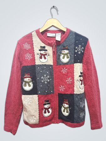 Croft & Barrow Petite Schneemann-Patchwork-Cardigan