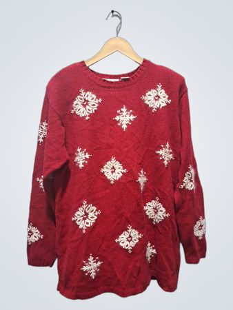 Paul Harris Design Roter Schneeflockenpullover