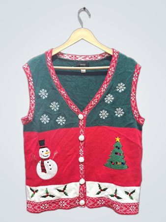 Holiday Editions Weihnachtsweste mit Schneemann und Weihnachtsbaum