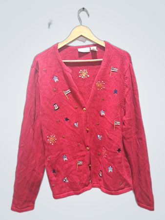 Croft & Barrow Rotes Patriotic Verziertes Cardigan