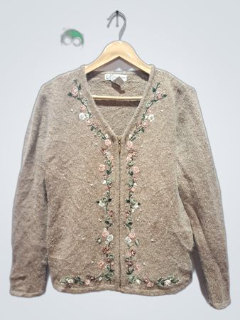 Dressbarn bestickter Reißverschluss-Cardigan
