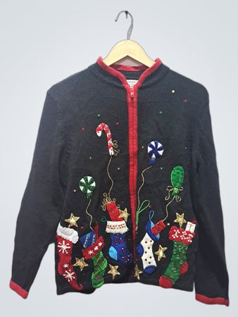Tiara International Weihnachtskollektion Design und Muster urheberrechtlich geschützt Petites Schwarzer Weihnachts-Pullover