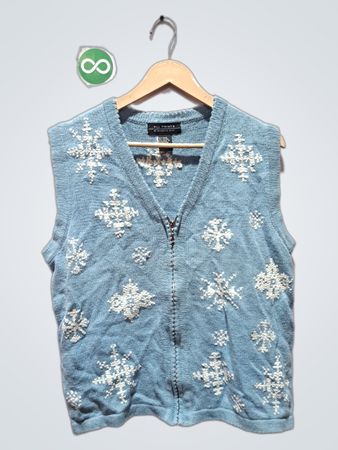 Blaue Snowflake Strickweste