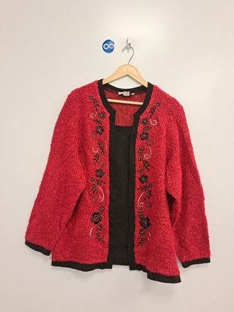 C.D. Daniel Roter bestickter Cardigan