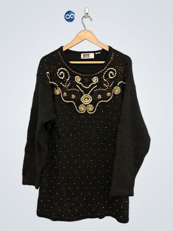 SARAH MORGAN Schwarzer Pullover mit Perlenverzierung