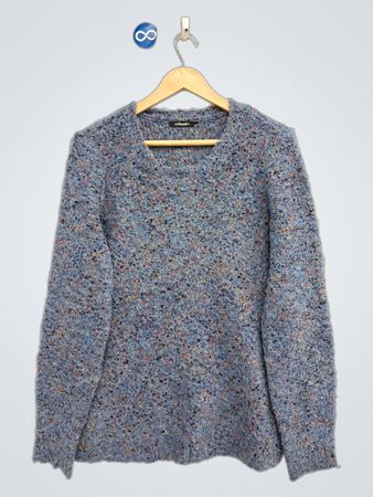 Olsen Blauer Melierter Strickpullover