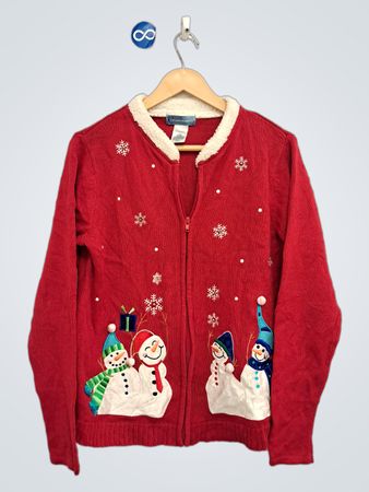 Classic Elements Roter Schneemann Weihnachts-Pullover