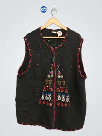 Schwarze ärmellose Weihnachtsbaum-Weste