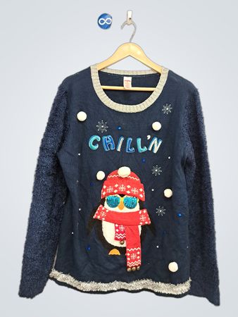 Bluenile Chillin Pinguin hässlicher Weihnachtspullover