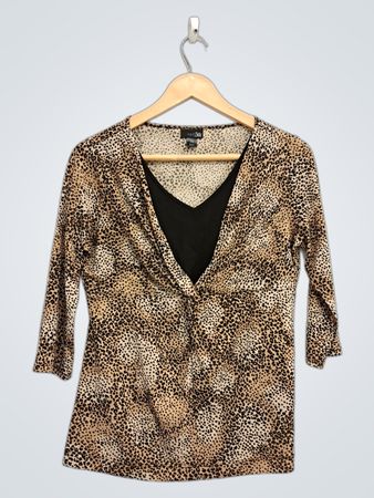 east 5th Leopard Print Lagen-V-Ausschnitt-Top