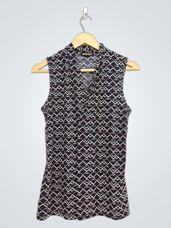 BYdesign ärmellose Bluse mit geometrischem Print
