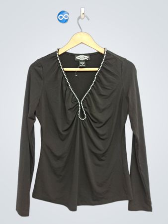 Celestia Black Langarmshirt mit Strassverzierung