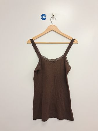 Faded Glory braunes Cami-Top mit Spitzeneinfassung