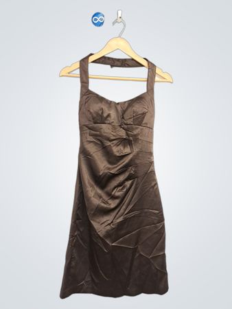 Studio Y Brown Neckholder-Kleid mit Raffung