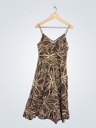 Newport News Damen Kleid mit braunem Blumenmuster und Spaghettiträgern