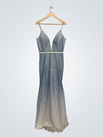 Blau-weißes Ombre-Glitzerkleid