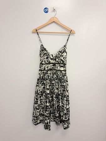 Maurice's Schwarz-Weiß abstraktes Mini-Kleid mit Print