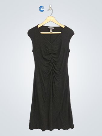 A Pea in the Pod Black gerafftes V-Ausschnitt-Kleid