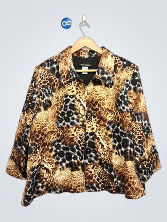 SOFT WORKS Damenjacke mit Leo-Print und Pailletten
