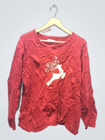 Croft & Barrow Roter Rentier-Weihnachtspullover