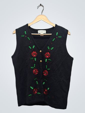 Croft & Barrow Schwarze Ärmellose Weihnachtsweste