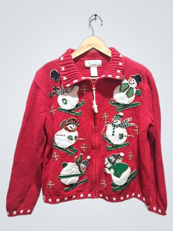 ANNEX Petite Roter Schneemann Ski Weihnachten Pullover