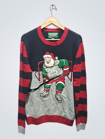 Hässlicher Weihnachts-Pullover – Weihnachtsmann-Hockeyspieler