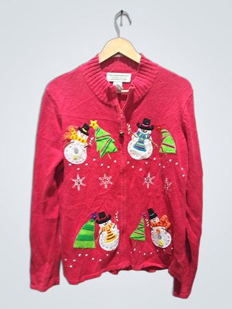 Tiara International Christmas Collection Damen Roter Schneemann Hässlicher Weihnachtspullover