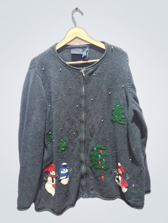 Crazy Horse A Liz Claiborne Company Woman Weihnachts-Schneemann-Pullover
